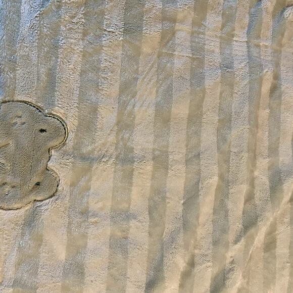 VTG Carter Baby Crib Blanket Frog Green Striped Soft Fleece Satin Trim 38x29.5” - Picture 7 of 7